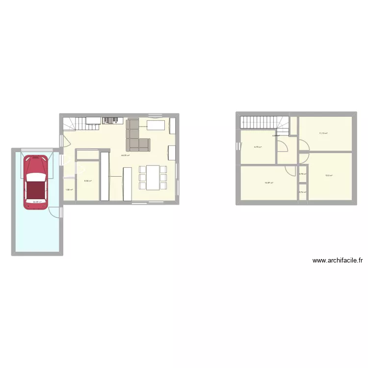 maison aménagée. Plan de 11 Pièces et 125 m² maison aménagée. Plan de 11 Pièces et 125 m²