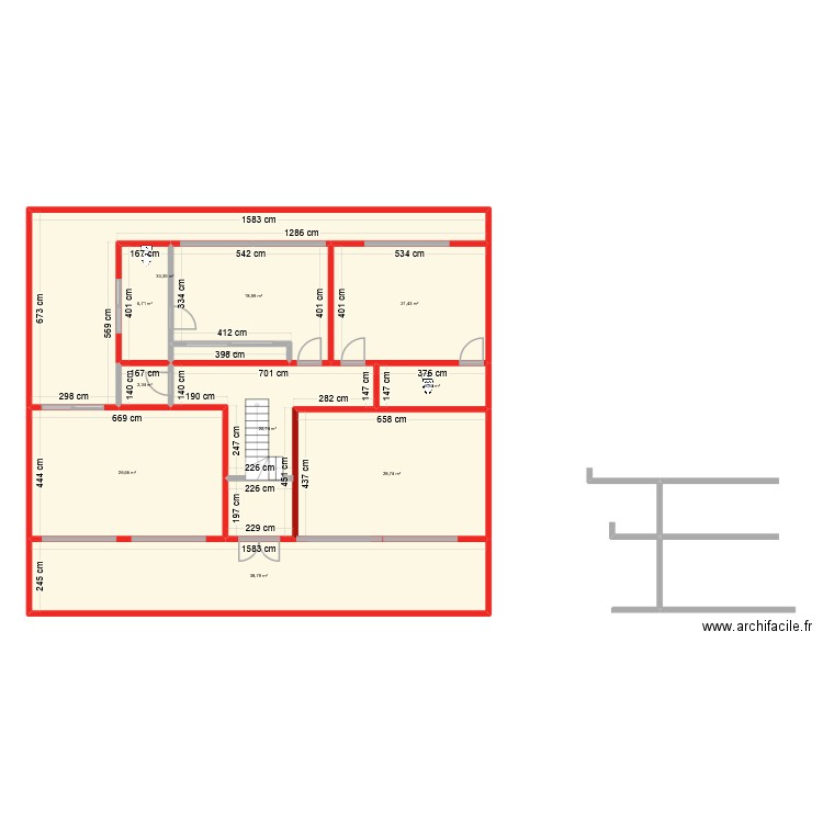 444p. Plan de 11 pièces et 208 m2