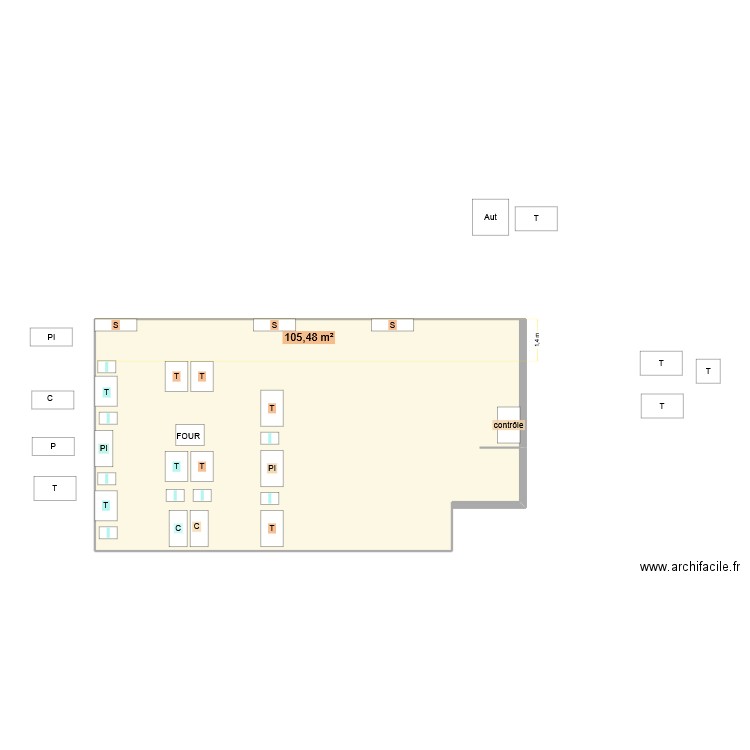 AT72 R. Plan de 1 pièce et 105 m2