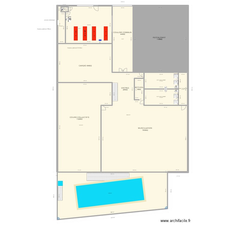 PLAN GYMFIT MAGASIN 4. Plan de 11 pièces et 837 m2