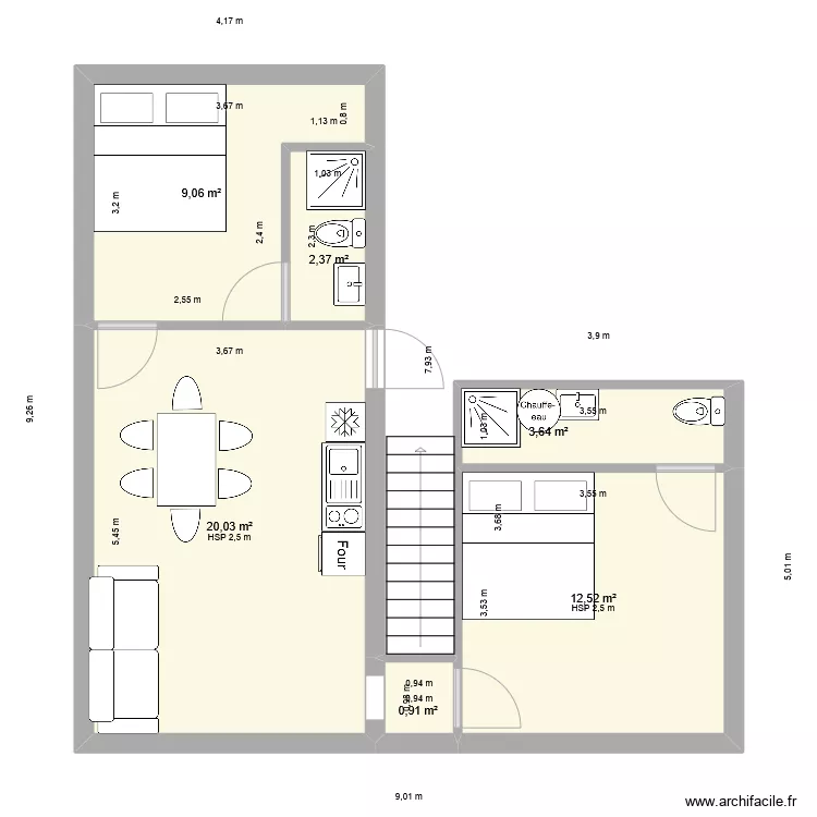 apparte 1 et 2 coulazou. Plan de 