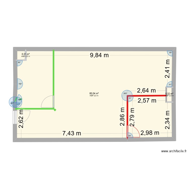 HOME LAB R+1 IDV projet. Plan de 3 pièces et 61 m2