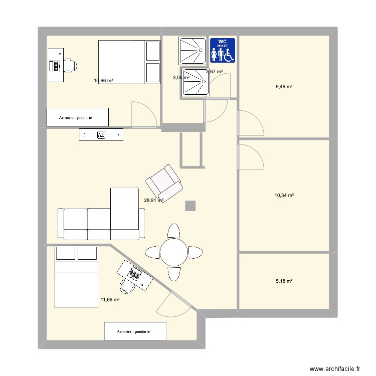 plan apt cachan 2. Plan de 8 pièces et 82 m2