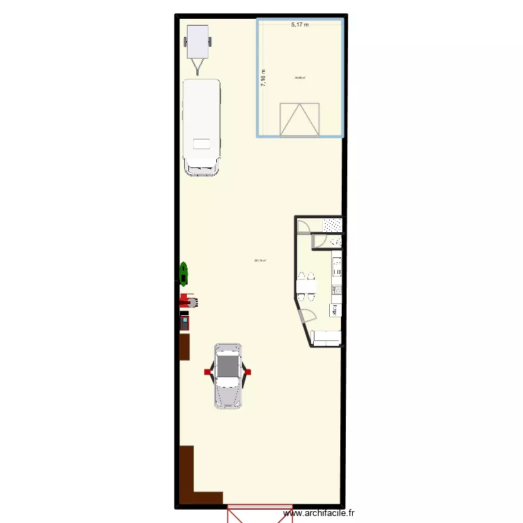 Local Trebillet. Plan de 2  et 338 m²