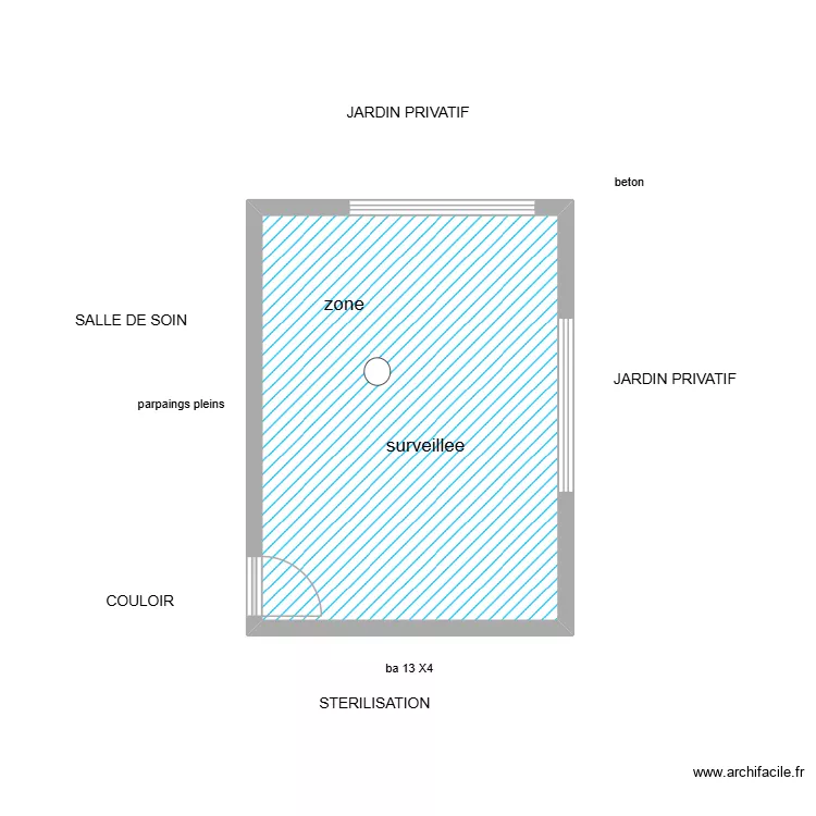 salle 1 lejeune. Plan de 1  et 22 m²