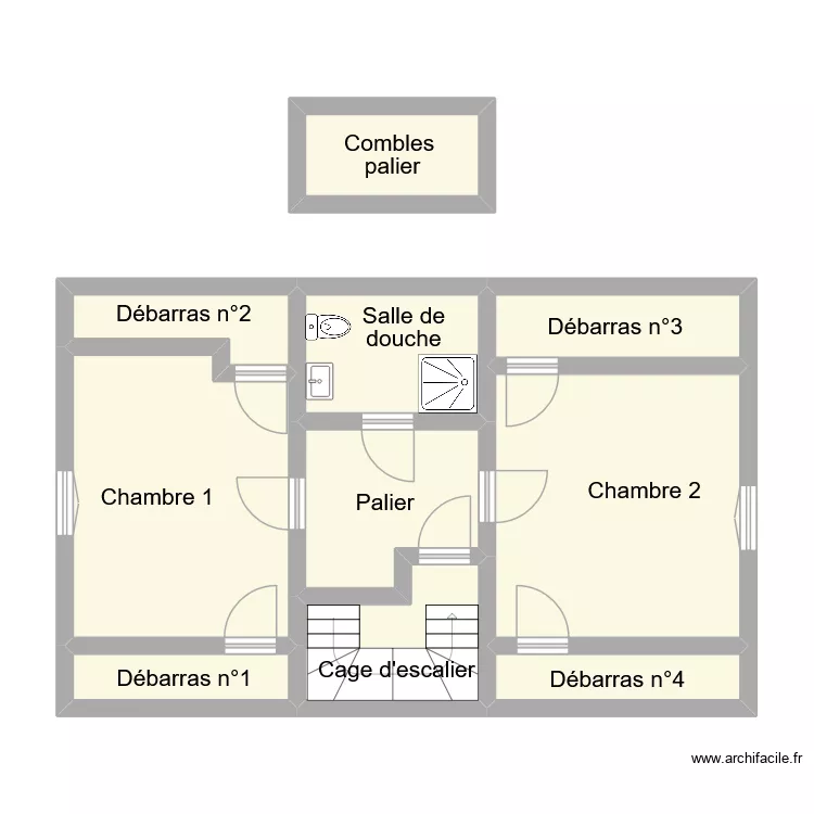 latine etage. Plan de 10  et 59 m²