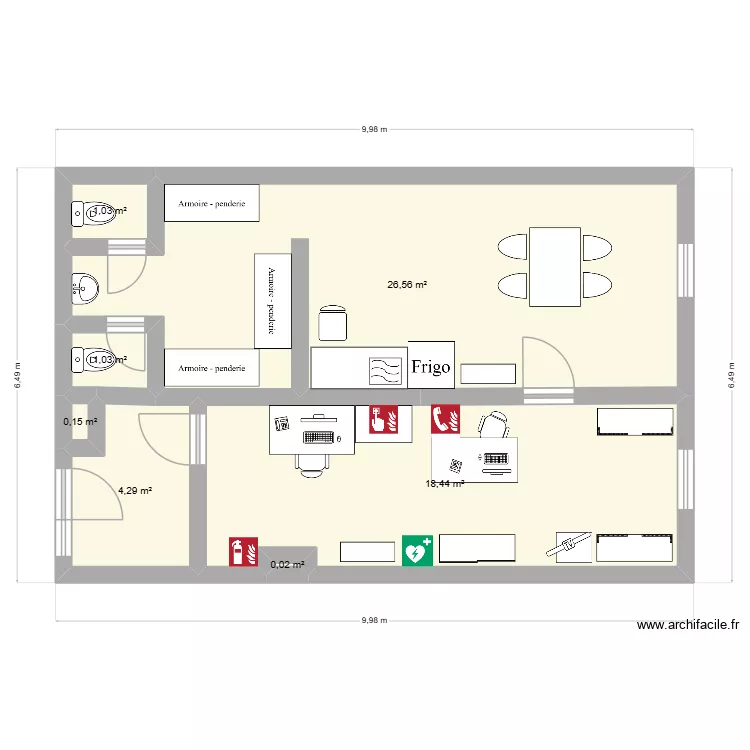 Hypoth&egrave;se 2. Plan de 7  et 52 m²
