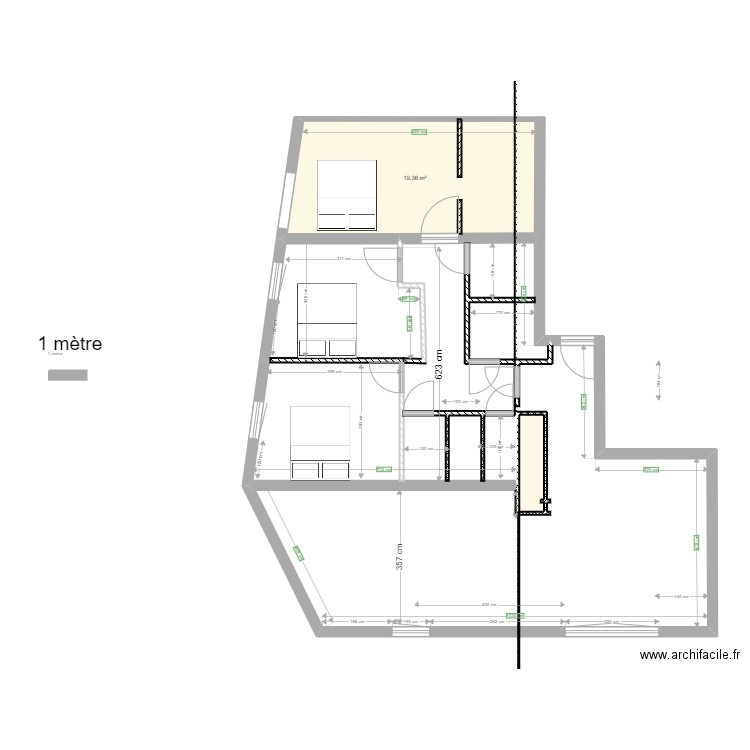 rdc francois 5. Plan de 2 pièces et 2063 m2