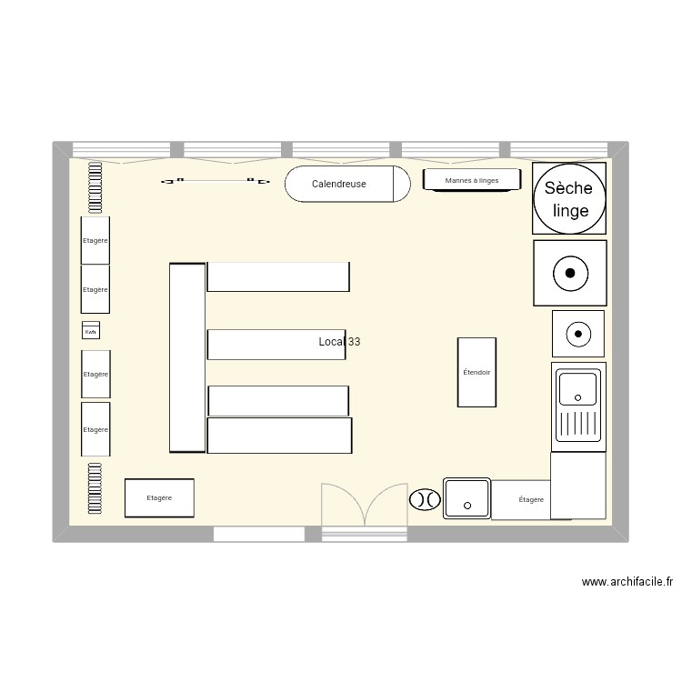 Local 33e. Plan de 1 pièce et 54 m2
