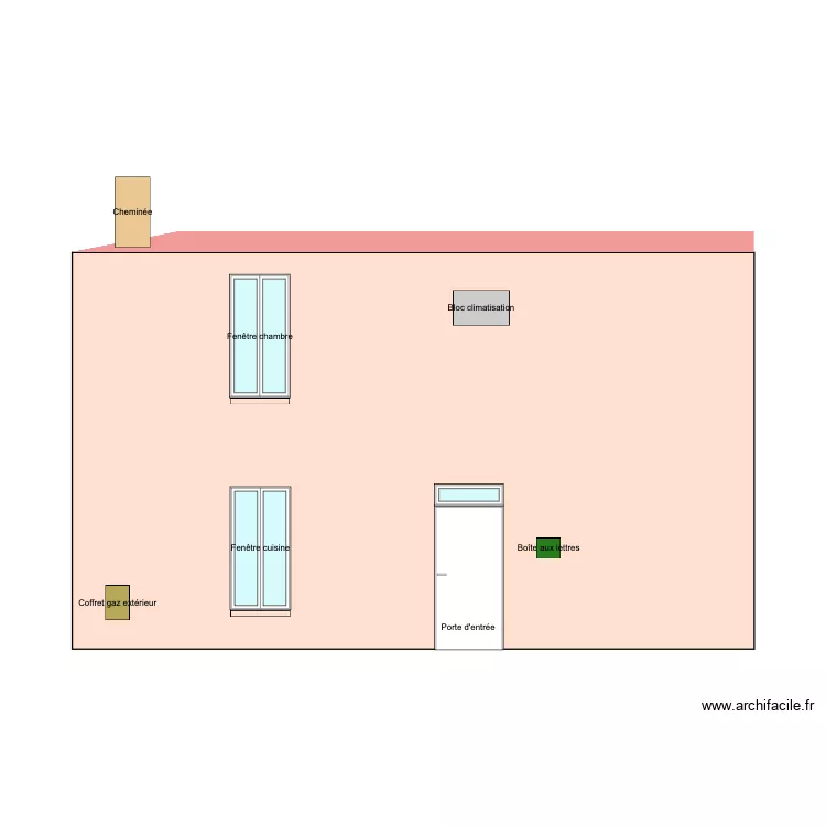 Maison - Facade avant isolation. Plan de Maison - Facade avant isolation. Plan de