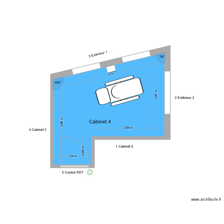 50678 Cabinet 4. Plan de 1 pièce et 11 m2