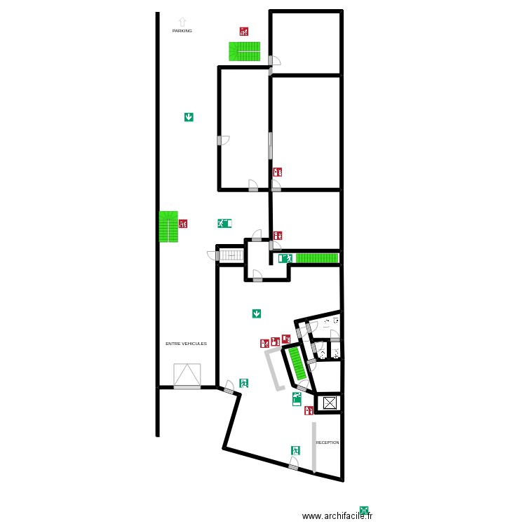 REZ. Plan de 12 pièces et 216 m2