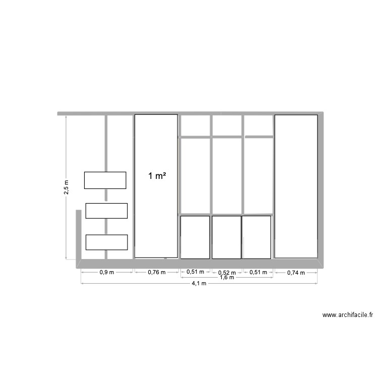VERRIERE3. Plan de 1 pièce et 1 m2