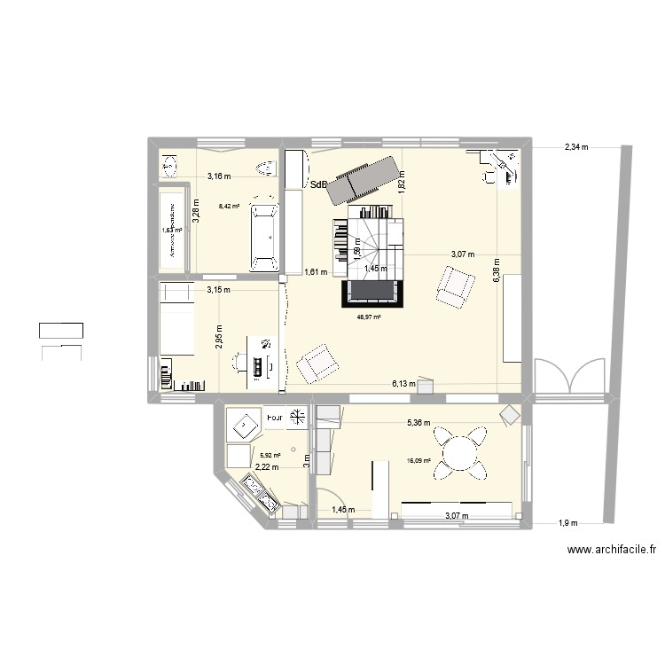 Maison Vaux sur mer camifHabita. Plan de 5 pièces et 81 m2