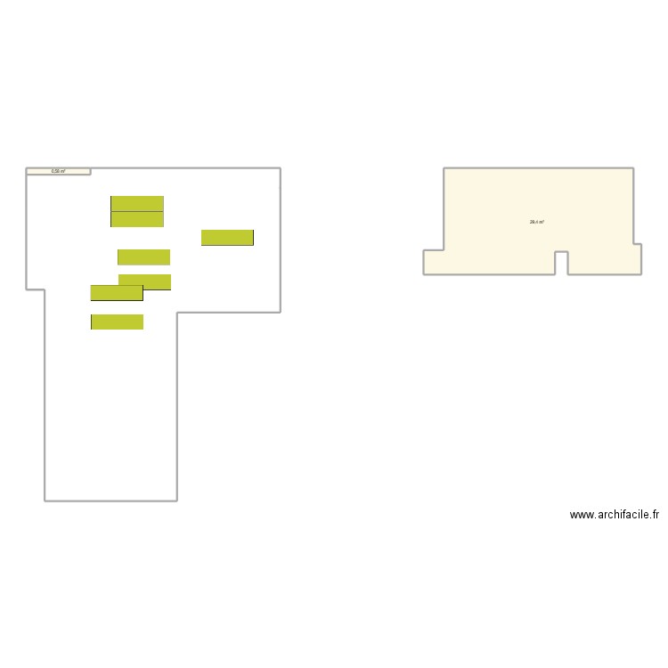 cabinet. Plan de 2 pièces et 30 m2