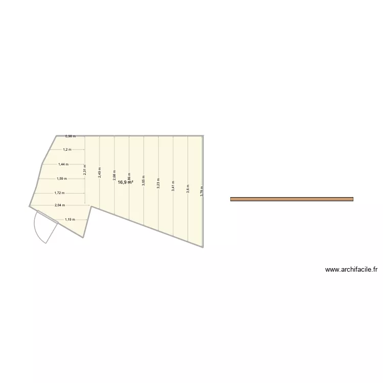 Terasse 3. Plan de 1  et 17 m²