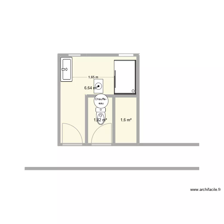 Salle de bain. Plan de 3  et 10 m²