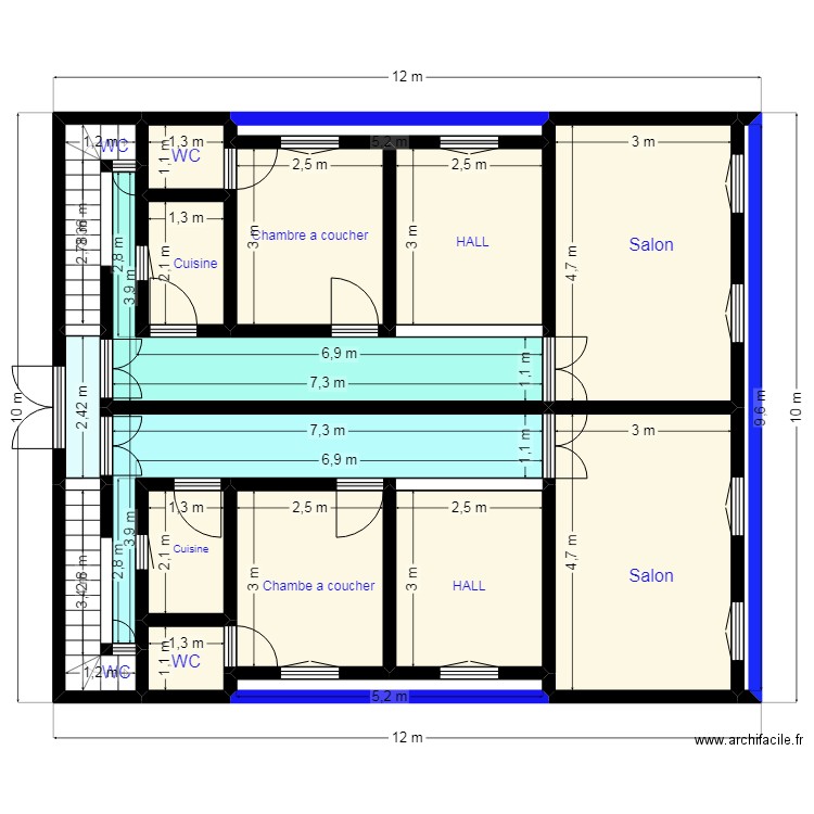 PLAN 10X12 Cliente 36 36 22 09. Plan de 18 pièces et 94 m2