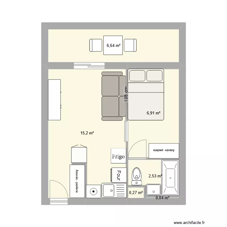 SABLETTES T2 MIN. Plan de 6 Pièces et 32 m² SABLETTES T2 MIN. Plan de 6 Pièces et 32 m²