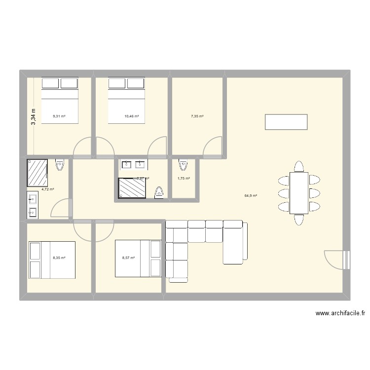 maison. Plan de 9 pièces et 119 m2