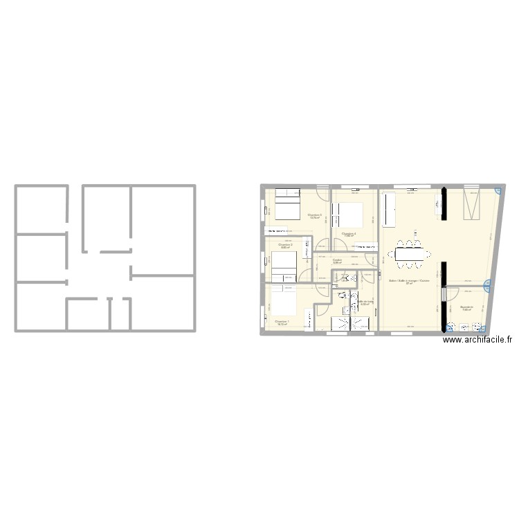 Plan porcieu aménagement 5. Plan de 9 pièces et 129 m2