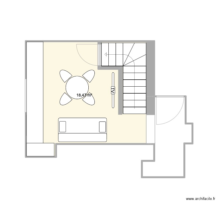 gîte. Plan de 1 pièce et 18 m2