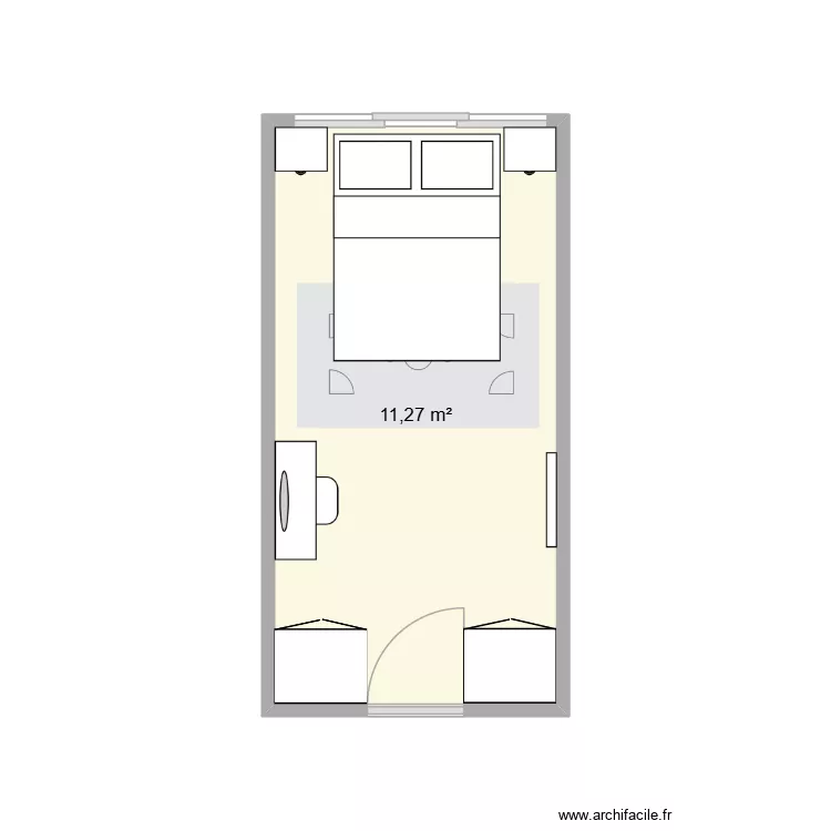 chambre moi. Plan de 1 pièce et 11 m²