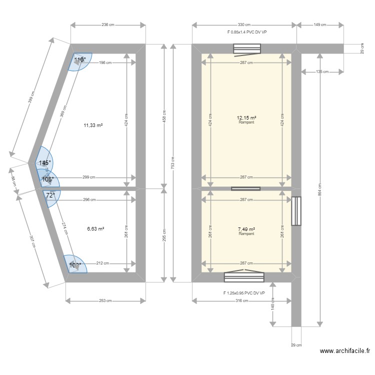 ML24002704 . Plan de 4 pièces et 38 m2