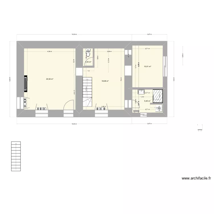 RDC projet 6.1. Plan de 9  et 130 m²