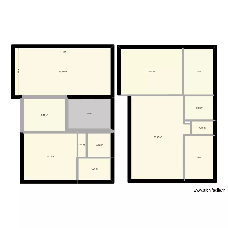 P+1. Plan de 13 et 131 m² P+1. Plan de 13 et 131 m²
