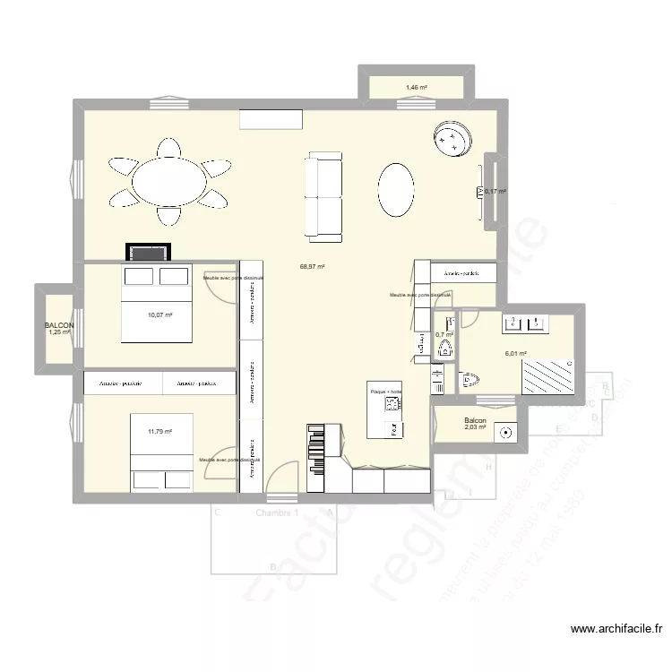 APPT NDL V1. Plan de 9  et 102 m²