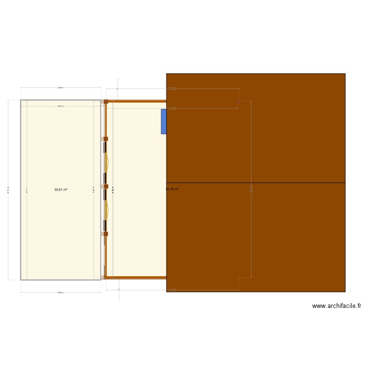 vue 3D reel.1. Plan de 3 pièces et 122 m2
