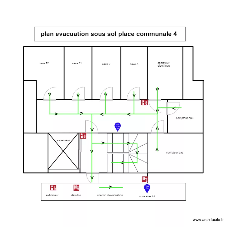 sous sol cave communale 4/4. Plan de 