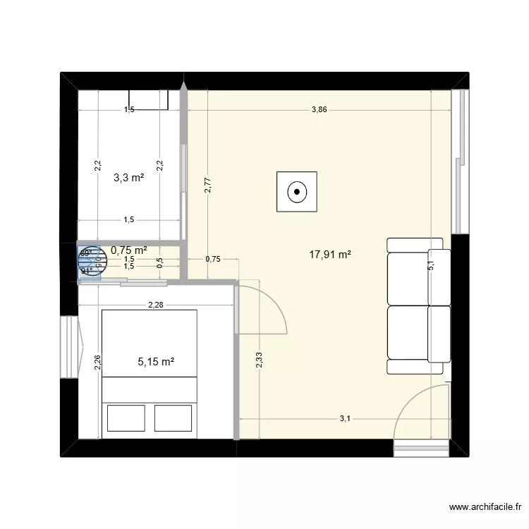 GRUISSAN nu. Plan de 4 et 27 m² GRUISSAN nu. Plan de 4 et 27 m²