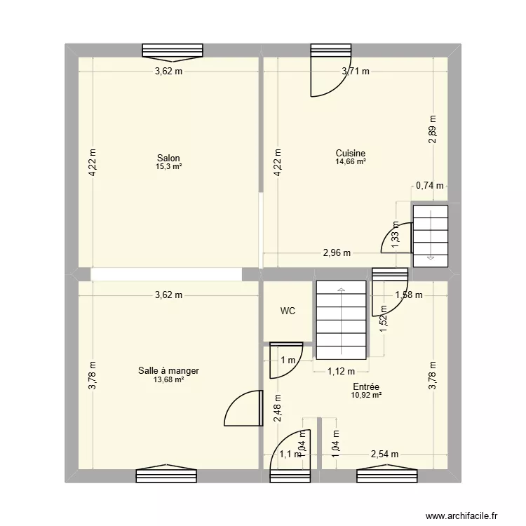 roussel rdc. Plan de 7  et 58 m²
