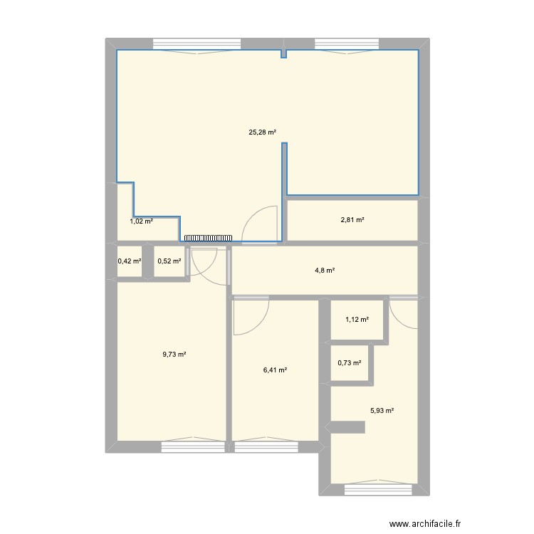 65 Pierre de COUBERTIN 55m². Plan de 11 pièces et 59 m2