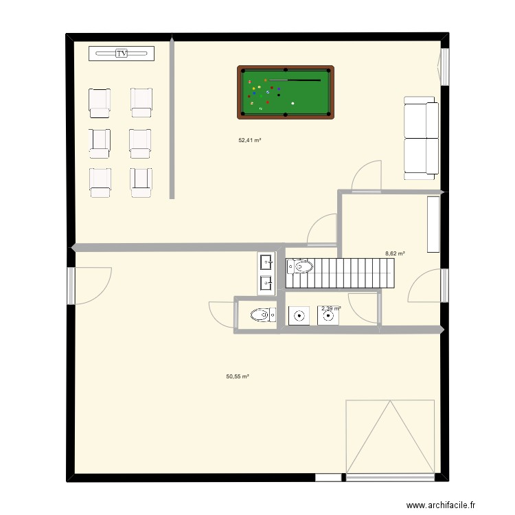 barOC Rdc 2. Plan de 7 pièces et 110 m2