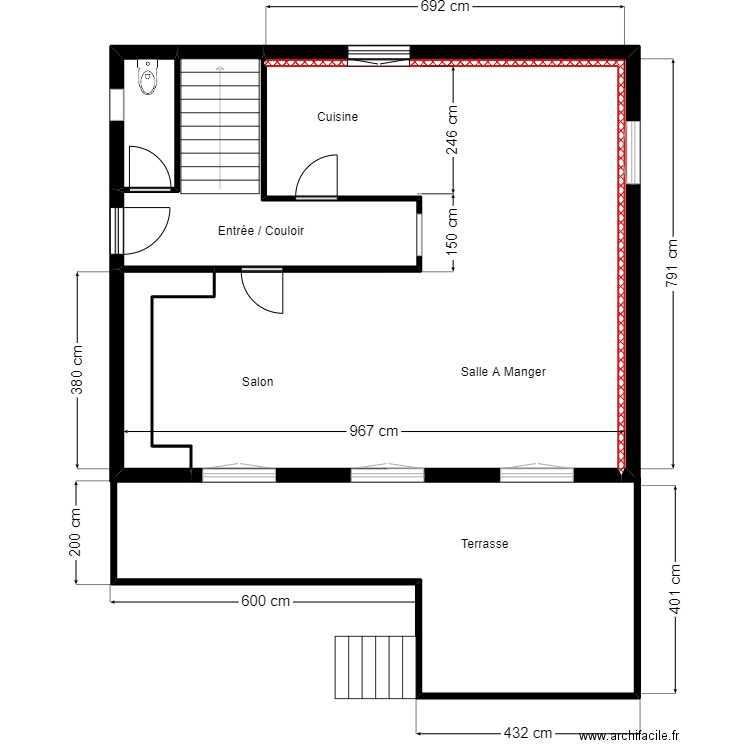 DECATOIRE RDC PROJET 4. Plan de 5 pièces et 73 m2