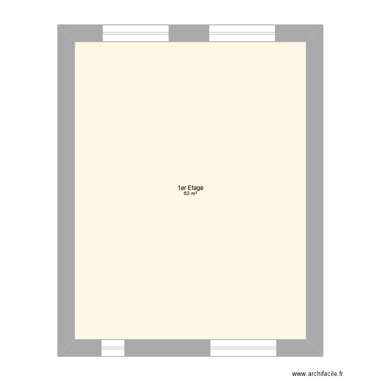 1er Etage. Plan de 1 pièce et 63 m2