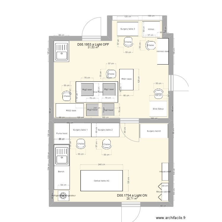 New lab_V2. Plan de 2 pièces et 60 m2