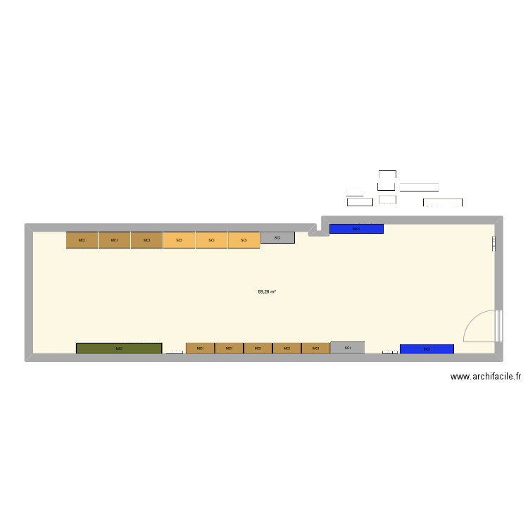 Sous-sol archives. Plan de 1 pièce et 69 m2
