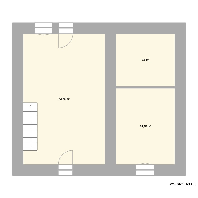 Maison vendoeuvre 1. Plan de 3 pièces et 58 m2