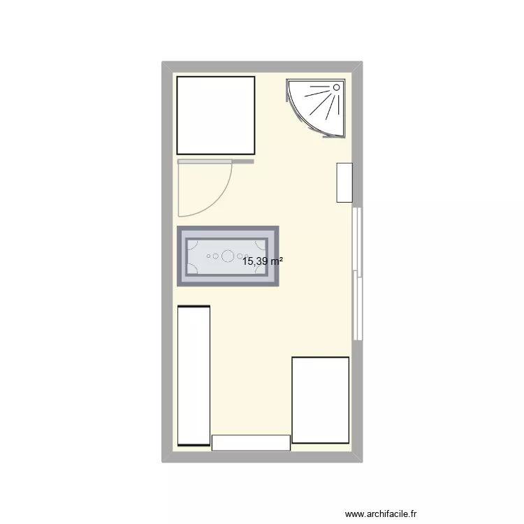 Container. Plan de 1 pièce et 15 m²