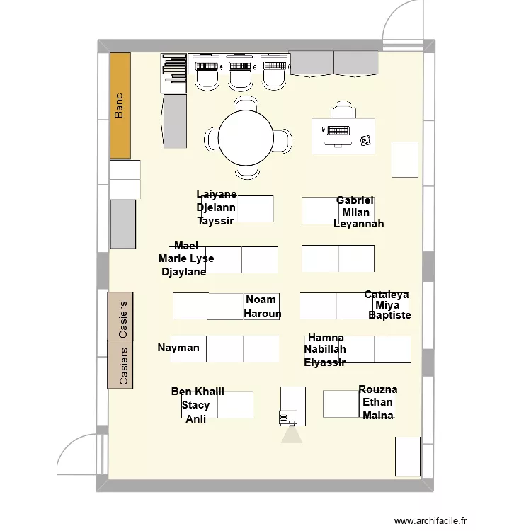 Classe P2 8 groupes de 3 HOMO. Plan de 1  et 65 m²