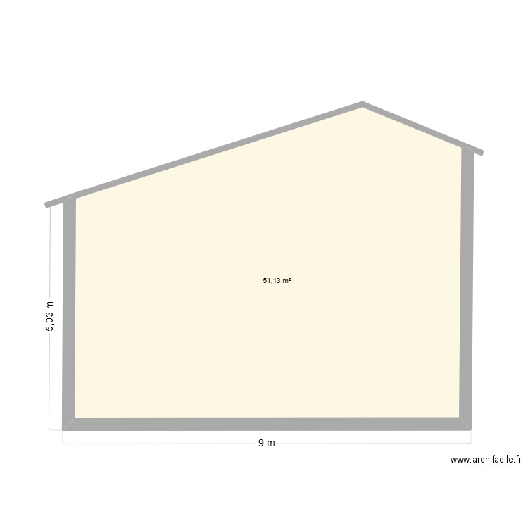 facade gauche. Plan de 1 pièce et 51 m2