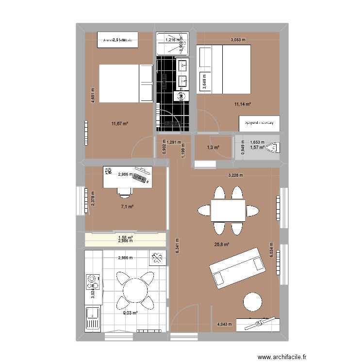 vesoul amenager2. Plan de 9 pièces et 74 m2