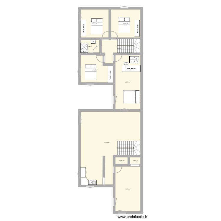 plan selon Anais étage 2. Plan de 10 pièces et 138 m2