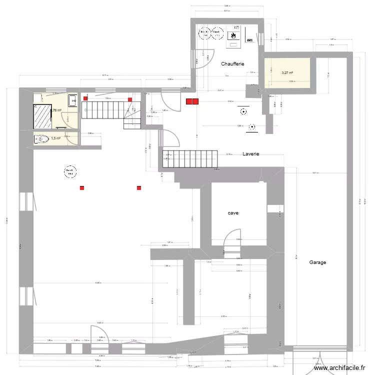 Projet RDC studio 2. Plan de 3  et 9 m²