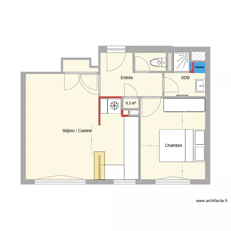 106 S&egrave;vres Projet V2. Plan de 11  et 39 m²