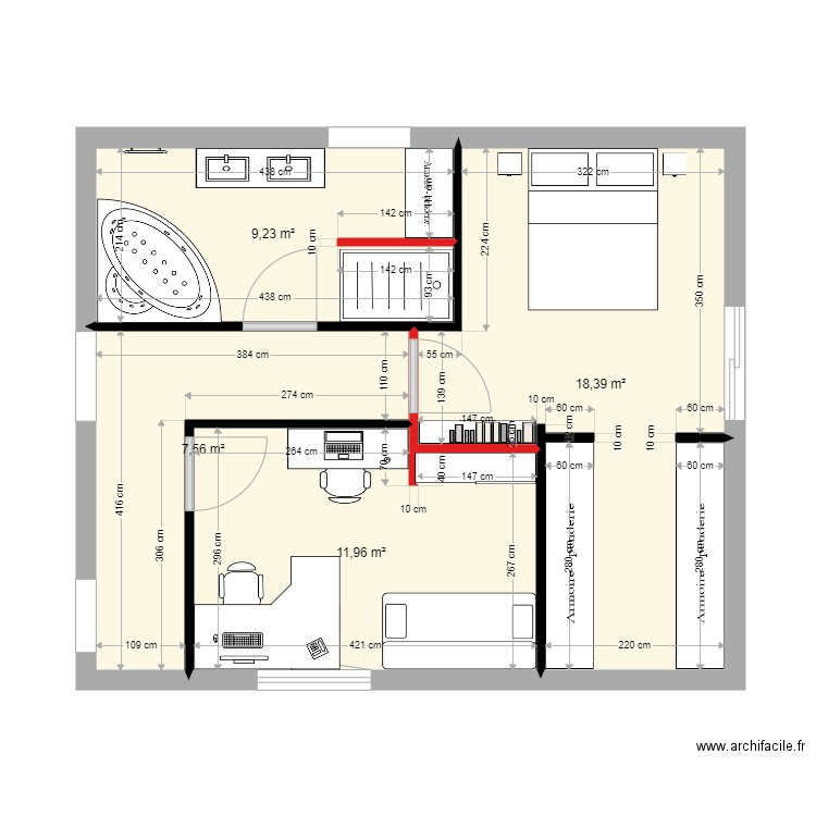 suite marmande 4. Plan de 4 pièces et 47 m2